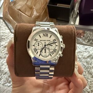 Michael Kors Silver Watch with White Dial